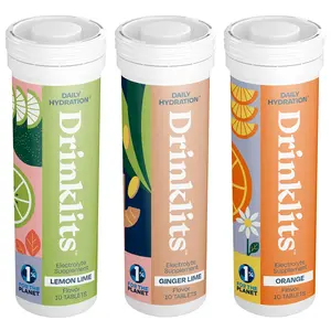 Drinklits Daily Hydration Variety Pack (3) Tube Bundle | Ginger-Lime + Lemon-Lime + Orange | Electrolyte Tablets – 0g Sugar – Great Taste | 30 Servings - 10 Tablets Per Tube
