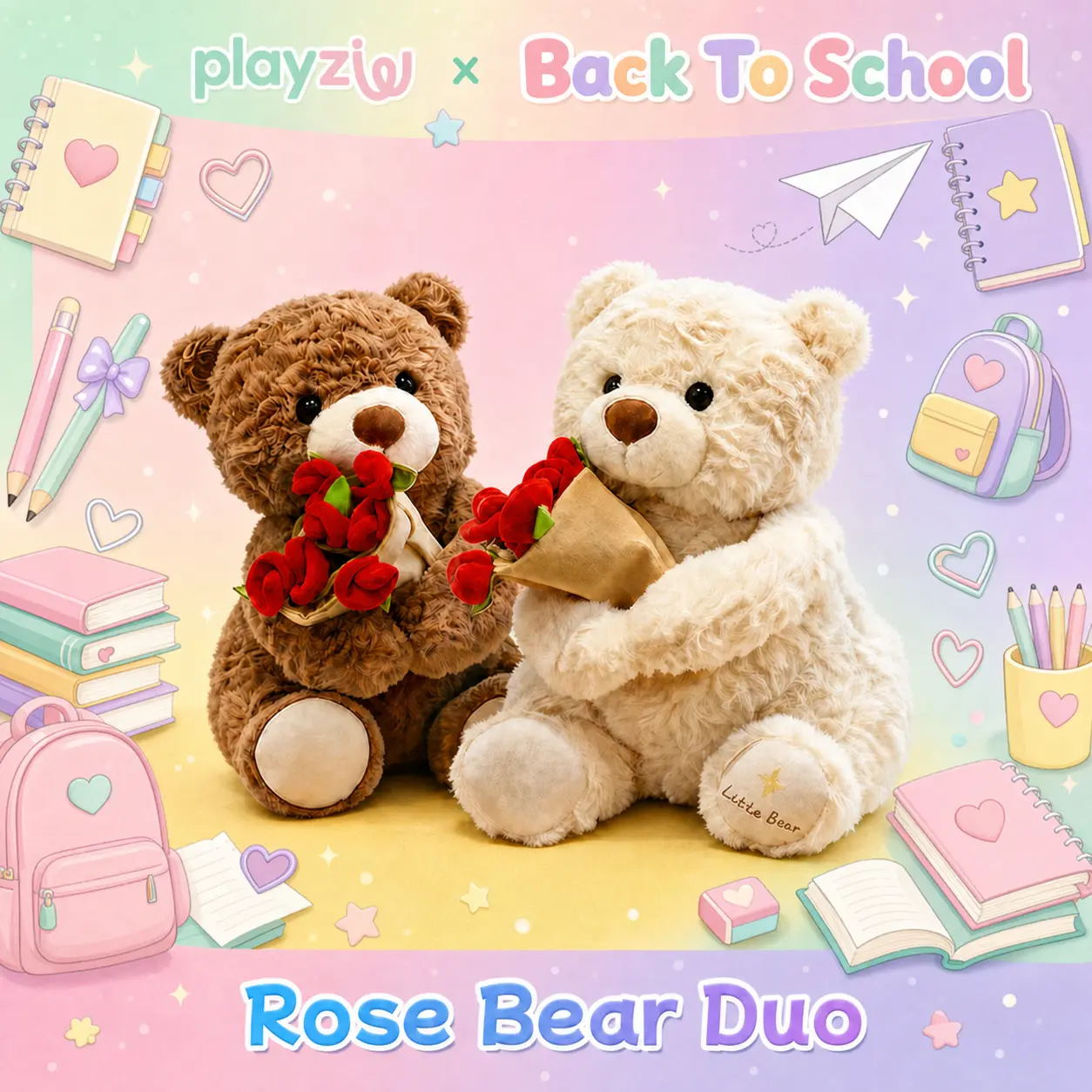 1PC Plush Teddy Bear with Rose Bouque Stuffed Animal Toy, Perfect Gift for Valentine's Day, Anniversaries, Birthdays, Romantic Occasions, Soft Cuddly Gift #TikTokShopBackToSchool