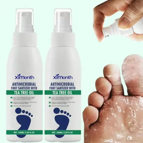【Buy 1 Get 1】Tea Tree Oil Antifungal Foot Spray (3.38 fl oz/100ml) - Clinically Tested Toenail Fungus Treatment, Relief & Sanitizer Foot Treatments & Remedies, Shoe Odor Remover, Shoe Care, Itch Relief, Long-Lasting Protection for Adults