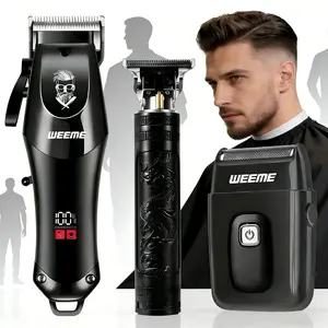 WEEME Men's Electric Hair Clipper Set: Features LED digital display + T-shaped blade for gap-free trimming, sharp, precise, no-pull hair clippers. Cordless & portable, suitable for haircutting, beard trimming, styling, and sculpting.