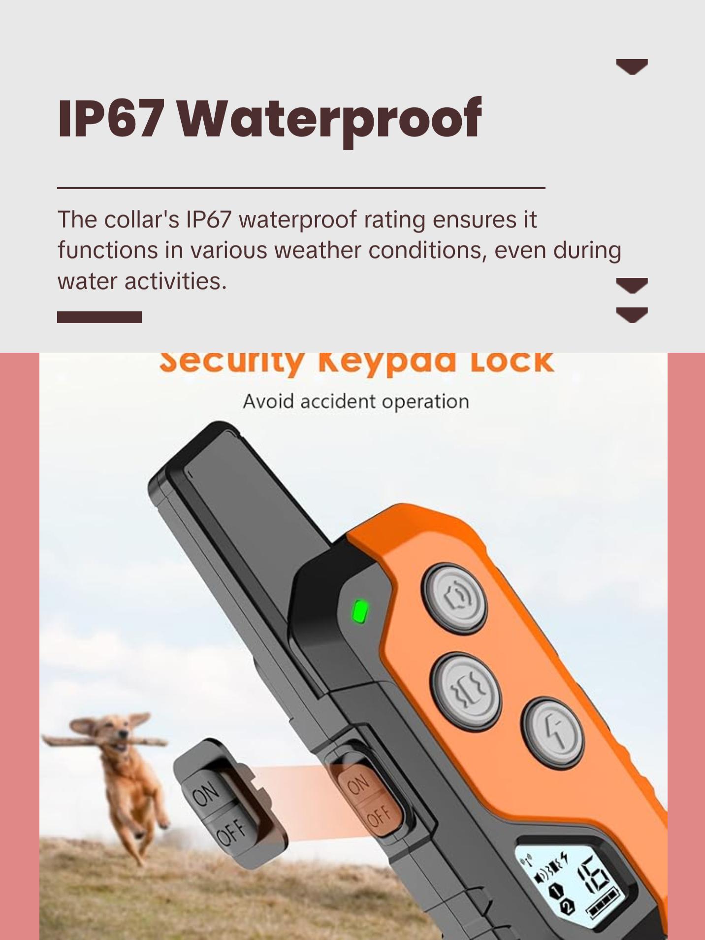 Dog Shock Collar, IP67 Waterproof Dog Training Collar with Remote, 3 Training Modes, Shock, Vibration and Beep, Rechargeable Electric Shock Collar for Large Medium Small Dog Dog Shock Collar, IP67 Waterproof Dog Training Collar with Remote, 3 Training Modes, Shock, Vibration and Beep, Rechargeable Electric Shock Collar for Large Medium Small Dog