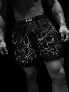 Summer Men's Fitness Running Shorts, Athletic Shorts, Workout Gym Shorts, Breathable Print Streetwear, Slim-Fit Sporty Style, Ideal for Gym, Boxing, Training