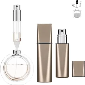 OBSCURA  Bottom-Fill Perfume Atomizer with   - 5ml Leakproof Travel Bottle, Refillable Portable  Dispenser for Her & Him (OBSCURA, GREY)
