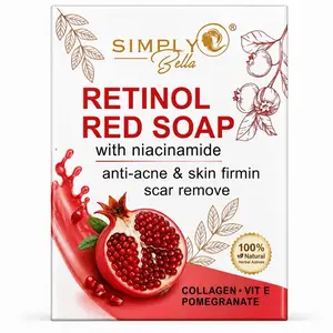 Simply Retinol Red Soap with Niacinamide & Pomegranate Extract – Cleansing Beauty Bar, 100% Natural Herbal Actives