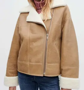 Maje - Moto Style Shearling Coat - Sz L