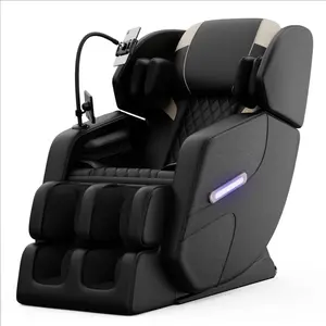 PU Leather Full Body Massage Chair, Zero Gravity Massage Chair with Airbags and Foot Roller, 6 Fix Point Rollers Recliner Chair