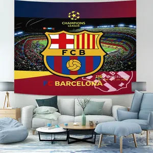 Fc Barcelona Pattern Tapestry, Fashion Room Flag, Unique Wall Art for Living Room and Bedroom, Soft Durable Decor for Kids and Adults, Home Textile