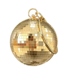 Disco Ball Purse For Women, Sparkly Sequin Glitter Wristlet Clutch, Mirror Cube Bag, Party Retro Handbag Wedding Bags