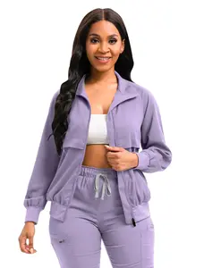 Scrubspro Scrub Jackets long Sleeve Medical Scrub Jackets for Women Zip Front