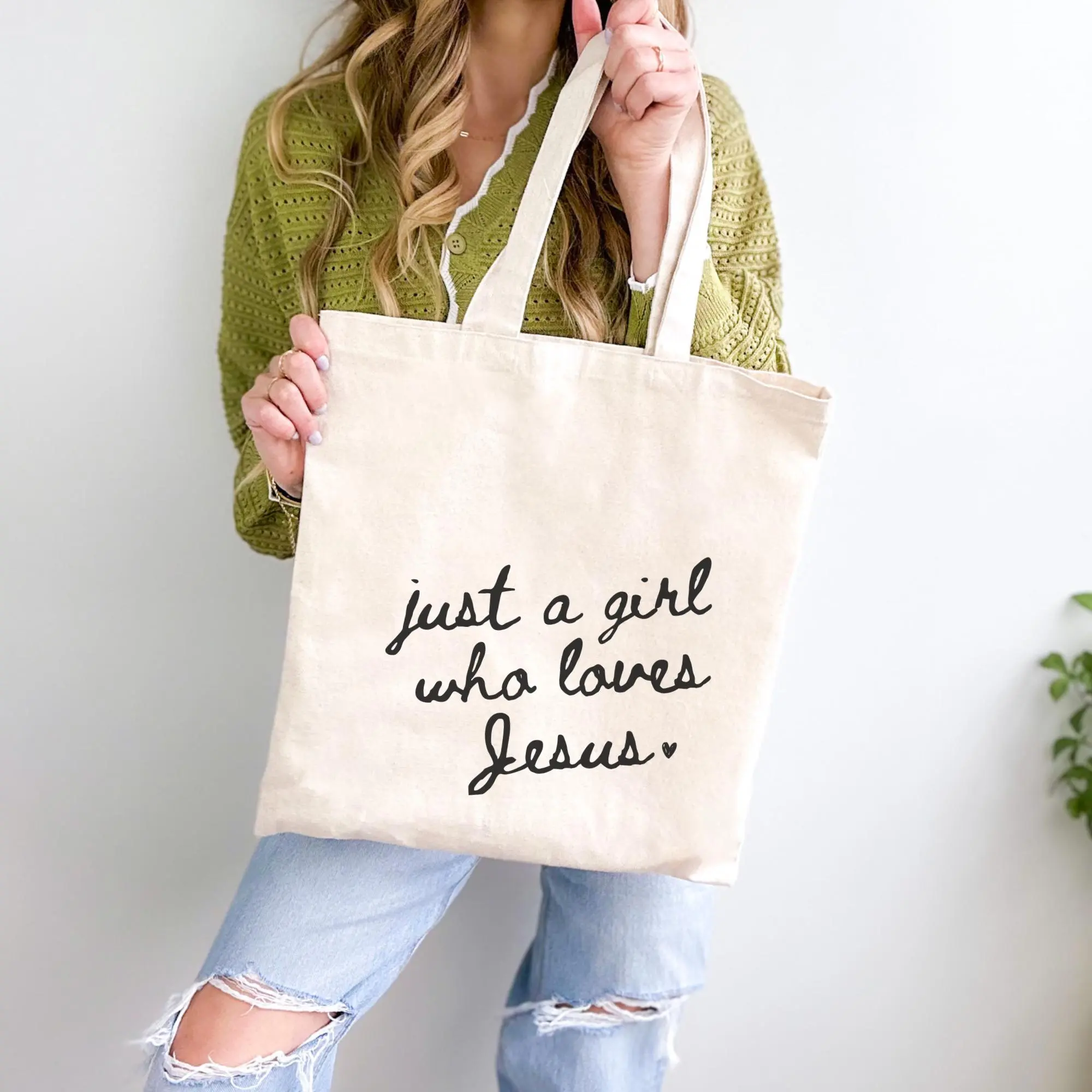 Jesus Tote Bag Cute Bible Study Tote Bag for Christian Girl Book Bag Faith Inspired Tote Motivational Scripture Gift for Prayer Group