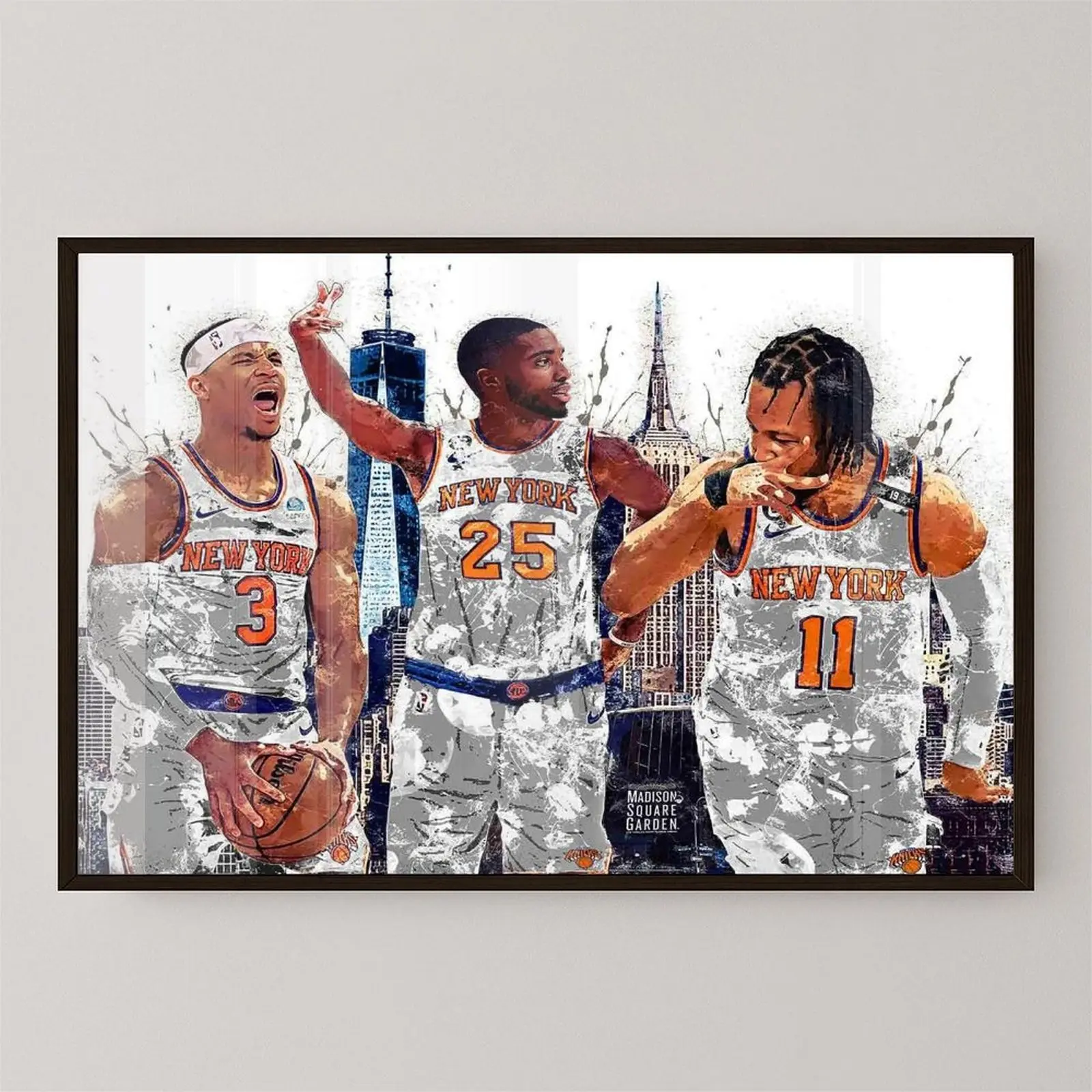 NY Knicks Graphic Poster, Basketball Star Canvas Wall Art for Man Cave, Game Room, Bedroom, Sport Fan Home Decor