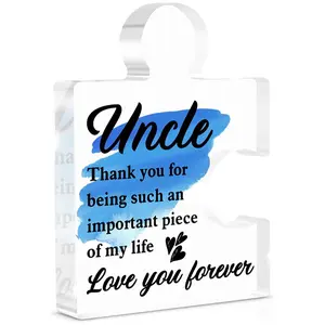 Uncle Gifts from Niece Nephew, Thank You Gifts for Uncles Birthday Christmas Fathers Day, Best Uncle Gift Acrylic Puzzle Plaque Decorative Home Office Decor