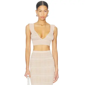 Bananhot Petra Crop Top in Lurex Coffee Cream