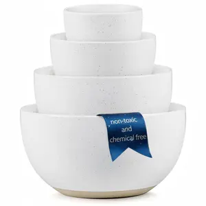 Ceramic Nesting Bowls, 18/40/90/140 oz, Moonstone, Set of 4 Tableware Matte