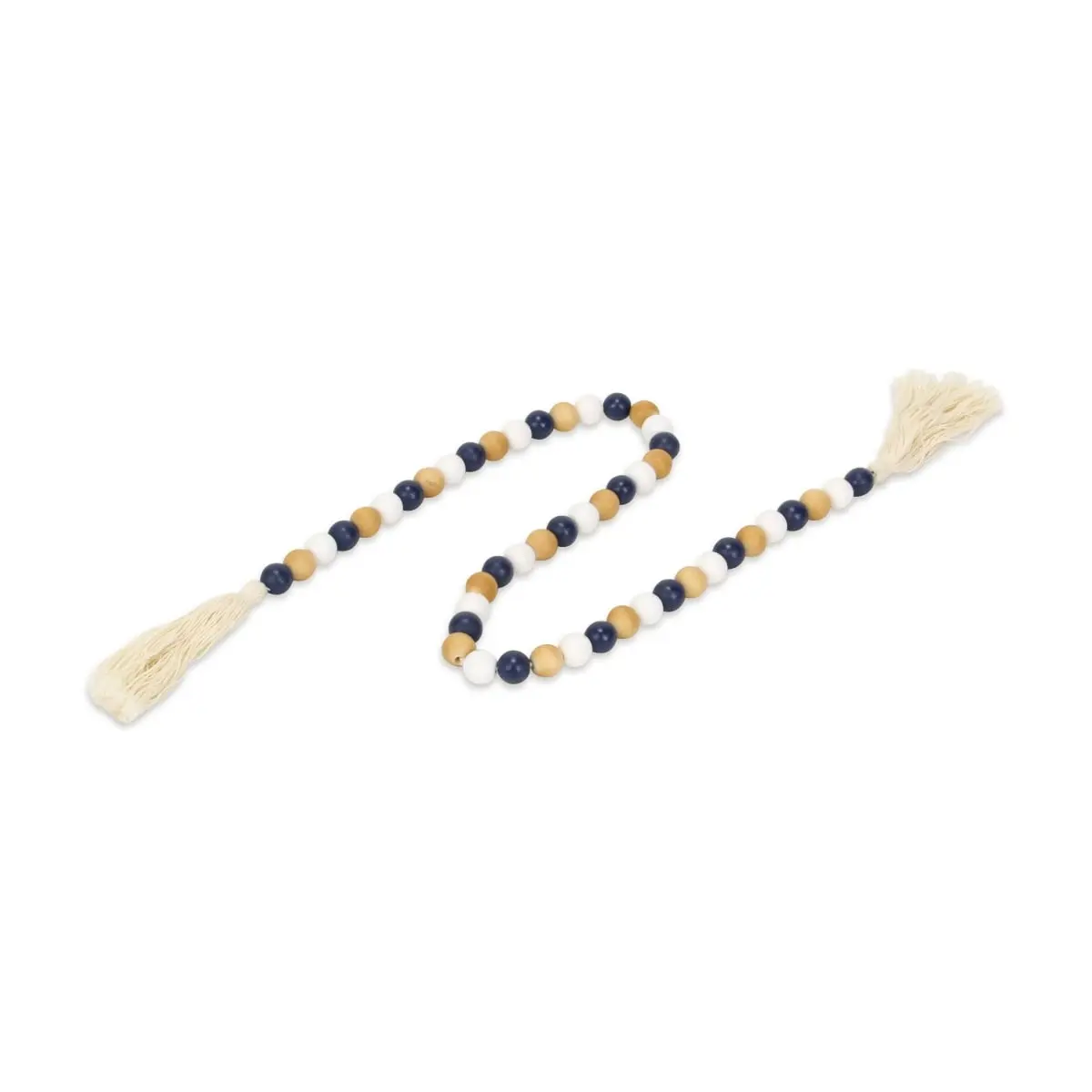 Cheungs 6043 Handmade Wooden Beaded Garland, 36" L x 2" W x 2" H Fully Assembled Functional Decoration, Brown-Blue-White for Home & Party Supplies