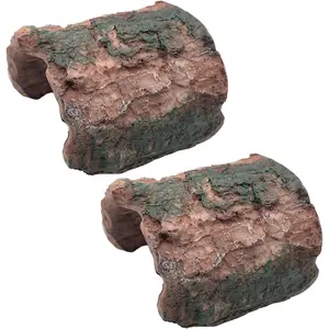 Hollow Tree Trunk Betta Log Crab House Cave for Fish Shrimp Small Reptile Turtle Tarantula Spider Hermit Crab(2PCS Big)