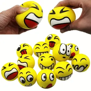 Random Expression Stress Ball (2.5inch), Squeezing Ball, Stress Relief Relaxation Tool, Decompression Toy, Fun Foam Ball, Wrist and Finger Exercise Equipment
