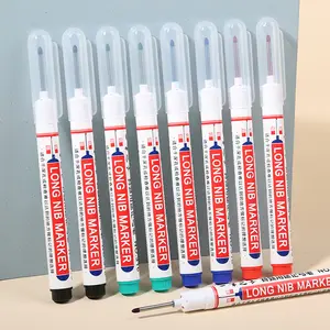 8 Pcs Long Head Deep Hole Marker - Long Nib Marker, Multi-purpose Deep Hole Marker Pens, Quick Dry Waterproof Colorful Carpenter Pen Markers for Construction Bathroom Woodworking