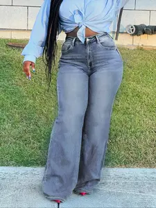 Women's Loose-Fitting High Waist Rise Denim Jeans, Comfortable Wide-Leg Jeans for Daily Wear, Stylish Ladies' Fashion Bottoms, Perfect for Casual