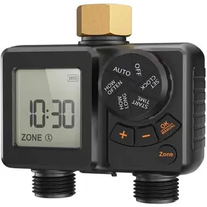 Sprinkler Timer 2 Zone,Water Timer for Garden Hose with  & Controller Brass Inlet, Delay/Manual/Automatic Watering Irrigation System for Yard, Lawn,Garden IPX6