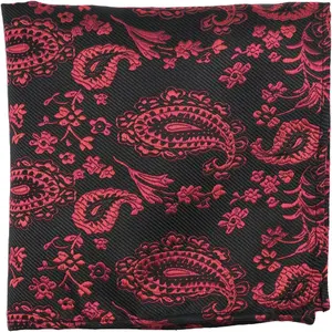 Paisley Pocket Squares for Men, Satin Suit Handkerchiefs with Holder for Wedding Business Prom Accessories