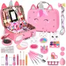 Children Unicorn Makeup Set for Girls, Washable Non-Toxic Role Play Cosmetics, Portable Makeup Box, Princess Toy Gift for 3-12 Years,Birthday gifts, Christmas gifts, Pretend Play Item