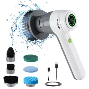 #SpringGlowUp WORKPRO 8V Electric Spin Scrubber, 3-Speed Adjustable Shower Scrubber with 6 Replaceable Brush Heads, IPX6 Waterproof Electric Scrubber for Cleaning Bathroom, Kitchen Sinks, and Windows rotating