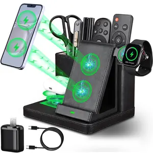 Pen Holder for Desk, Desk Organizers and Accessories,Stationery Holder for Office, School, Home,Desk Organizer With Phone Charger,Wall Mounted Remote Control Holder,Bedside Table Organizer (black)