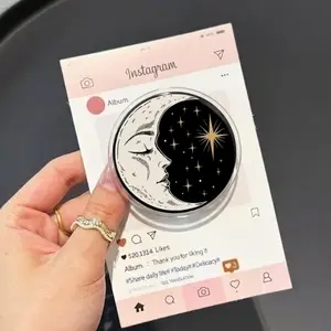 Vintage Moon Face MagSafe Phone Grip, Celestial Aesthetic Griptok, Minimalist Crescent Moon Phone Stand, Boho Stars Accessory, Trendy BookTok Gift
