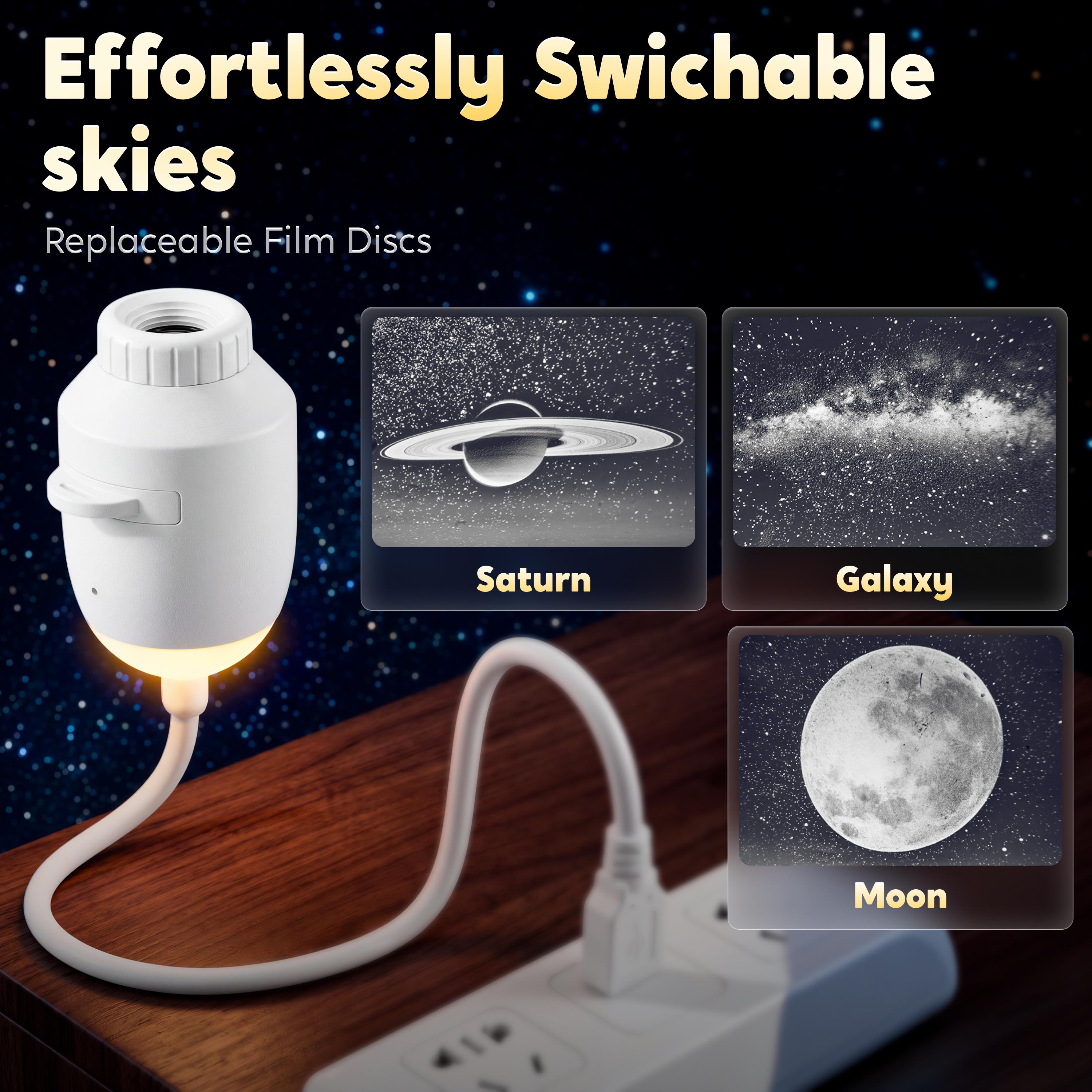JOYIN 2-in-1 Starry Sky Projector Night Light, Portable Galaxy Projector with 3 Interchangeable Films, USB LED Night Light with Adjustable Brightness & Touch Control, Mini Starry Projector for Bedroom Ceiling Car Home Decor Gift for Adults