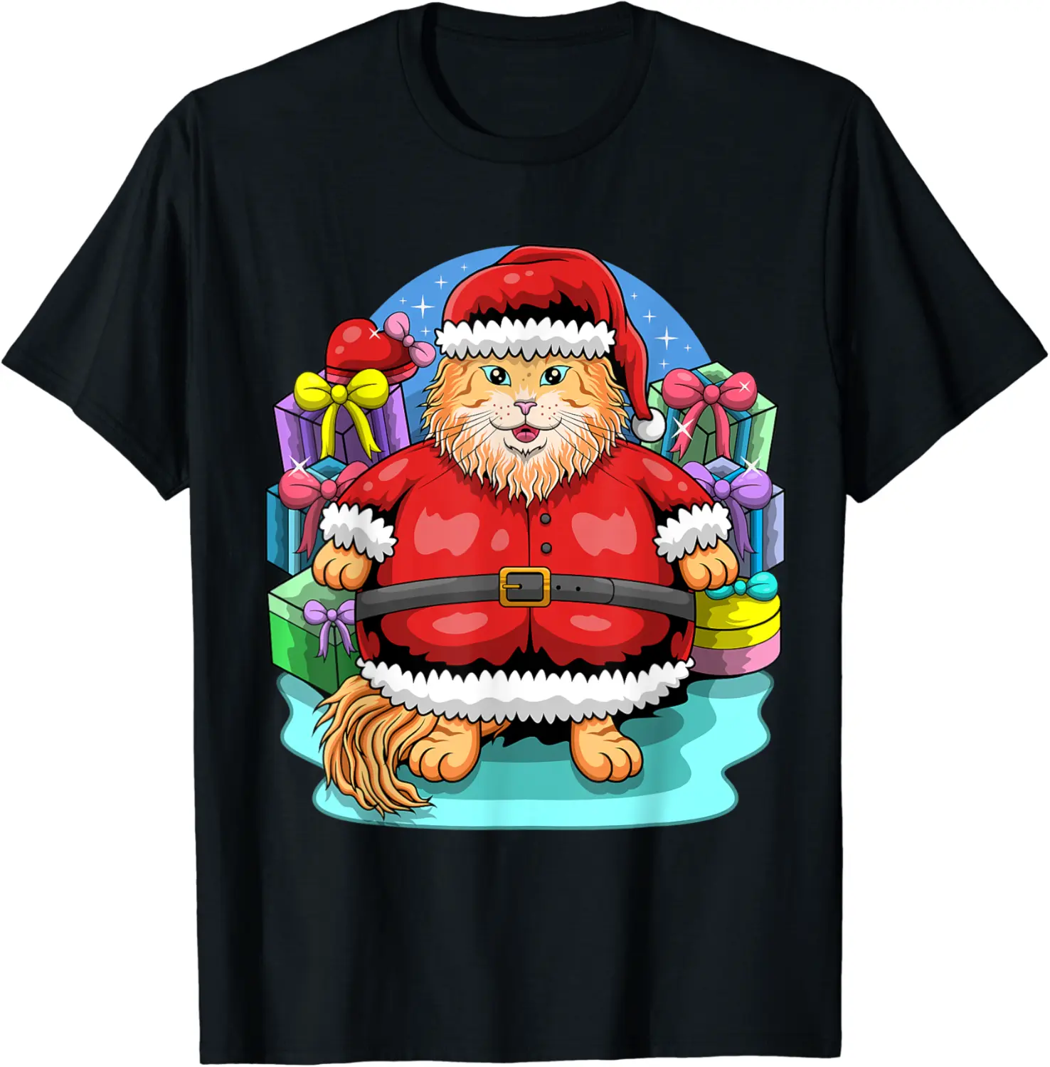 Chonky Cat Santa Claus Outfit Pet Mom Crazy Christmas T-Shirt - Peterbauti Shop 41B081MF13V2