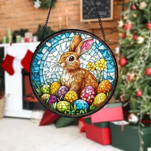 Bunny Stained Acrylic Suncatcher Easter Rabbit Window Hanging