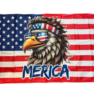 Funny American Flag Bald Eagle MERICA wall decor banner gift husband garage man cave hunting Flag Ornaments large big Slogan Tapestry seasonal