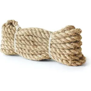 Jute Rope 1/2 inch x 50 ft,  Twisted Manila Rope Thick, Multipurpose for Indoor and Outdoor Use, for Porch Swing, Crafting,  Decor,  Scratch