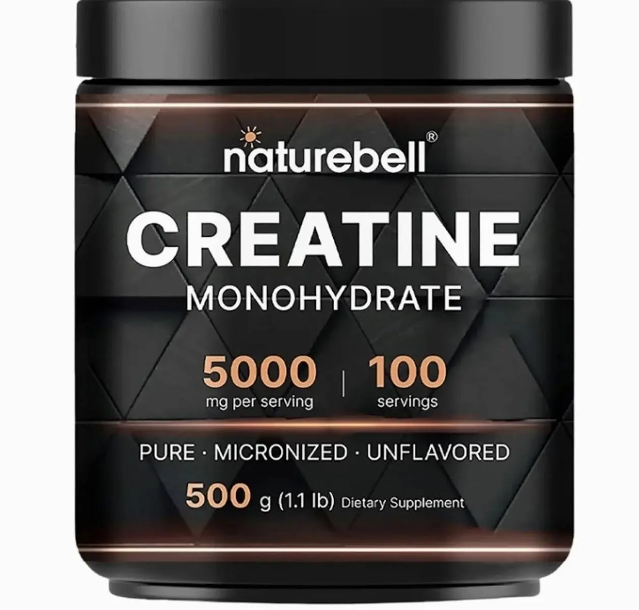 NatureBell Creatine Monohydrate Powder - 500g - Micronized Powder - Delivers 5,000mg Creatine Per Serving - Pre-Workout or Post-Workout Support* - Vegan & Keto Friendly - Unflavored