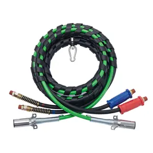 Spring new arrivals 15FT Semi Truck Air Lines Kit, 3-in-1 Air Hoses & ABS Power Line for Semi Truck Trailer Tractor, 7-Way Plug Electrical Cord Cable and Rubber Air Lines Hose Assembly Kit with Hook & Teflon Tape