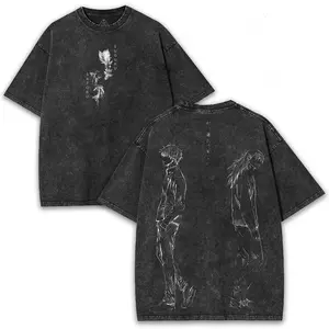Gojo x Geto Washed Graphic Tee – Oversized Fit with Dual Curse Art & Back Bond Print  Limited Drop for JJK Brotherhood Fans Cotton Menswear