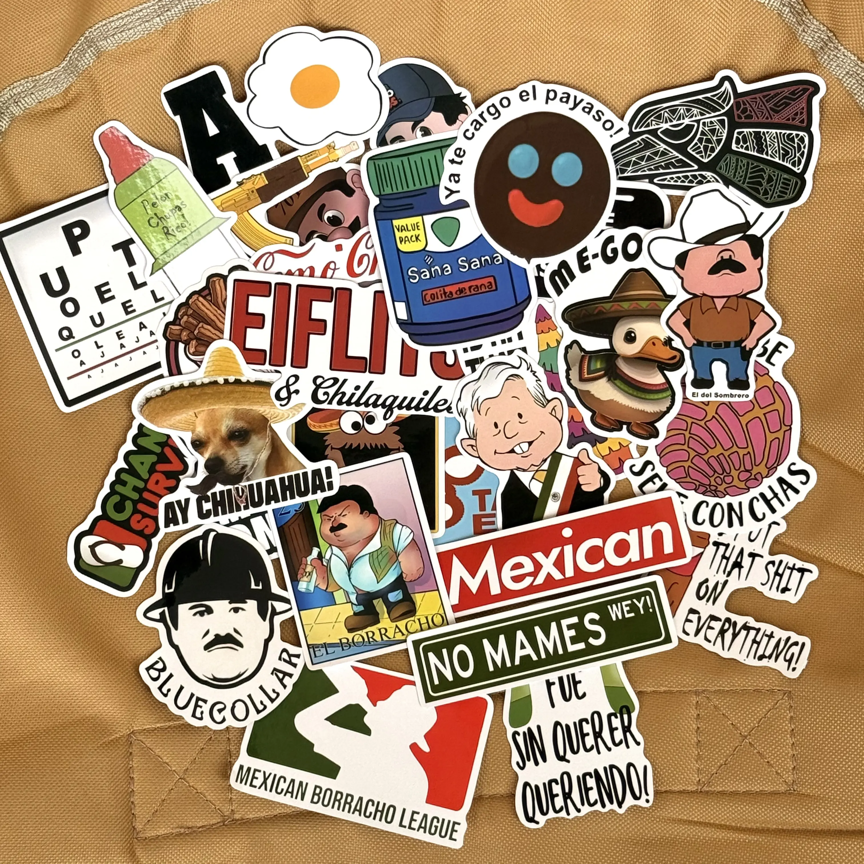 30PCS Mexican Parody Stickers – Bold, Funny & Full of Flavor | Waterproof, Dishwasher-Safe 3mm Vinyl with Vivid HD Printing – Perfect for Bottles, Tiles, Laptops, Kitchen Decor & Room Accessories