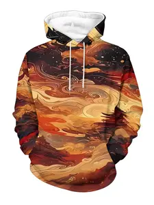 Men's hoodie, galaxy nebula texture hoodie for men, 3D gradient printed hoodie, loose and slimming jacket, Drawstring Pocket Hoodies
