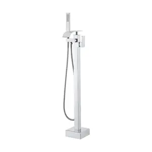 Freestanding Bathtub Faucet, Floor Mount, Freestanding Tub Filler, Shower Mixer Taps, Two Water Modes, 360 Swivel Spout, for Bathing Showering Pet Bathing Cleaning Drains Toilet Flushing