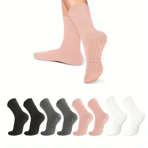 4 Pairs Pilates Grip Socks, Non Slip Yoga Sticky Workout Socks, for Barefoot Workout Hospital Slipper Socks Gripsocks