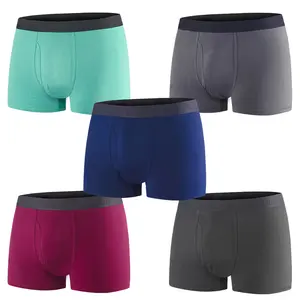 5-Pack Men's Boxer Briefs Underwear, Anti-Chafing, Moisture-Wicking Odor Control with ComfortFlex Waistband,Multipacks Fabric Menswear Spandex Stretch Day Elastic Silky Soft Beige Plain