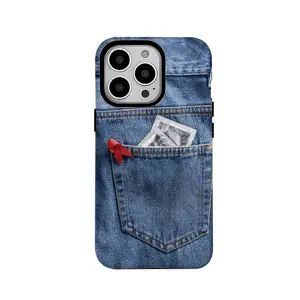 Naughty Jeans Phone Case for iPhone 7–17 Pro Max/Air| Cheeky Jeans Cover| Y2K phone case Magnetic phone case Samsung Series S phone cover Samsung Series A phone case cool denim pocket illusion phone case condom jeans phone case cover