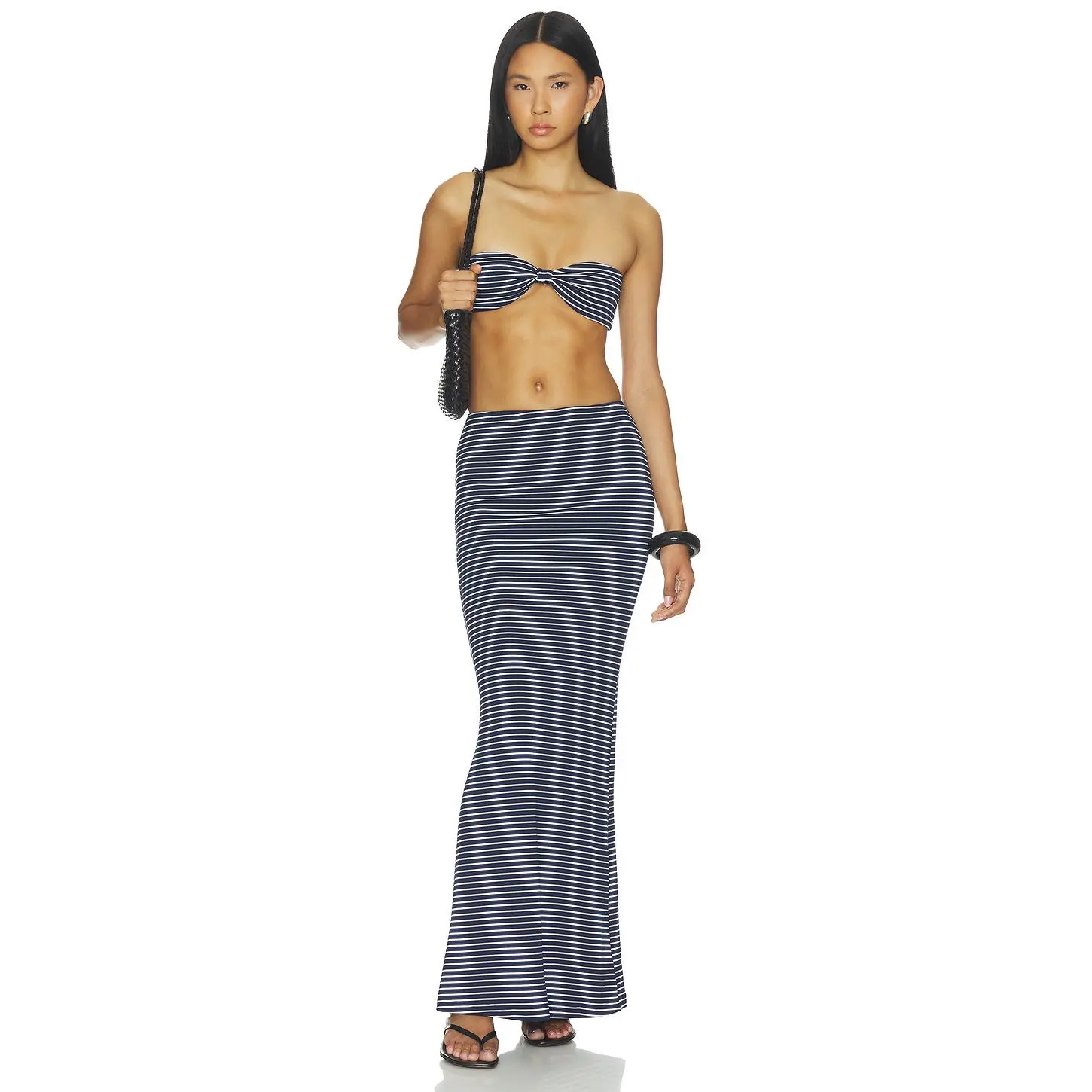 MORE TO COME X Emma Rose Marcela Skirt Set in Navy Stripe