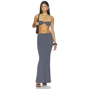 MORE TO COME X Emma Rose Marcela Skirt Set in Navy Stripe