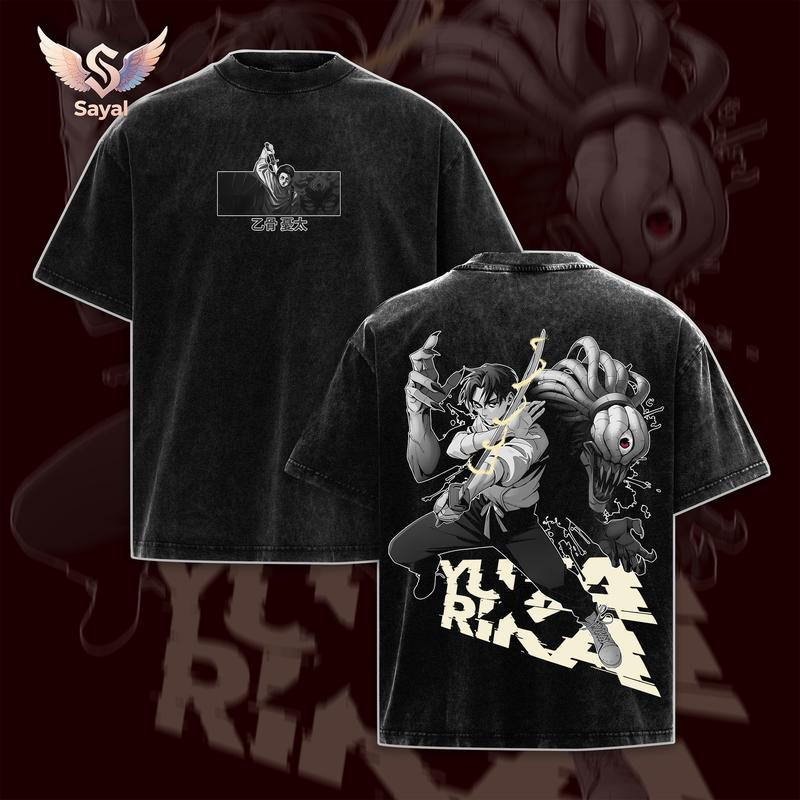 Yuta x Rika Jujutsu Kaisen: Execution Cursed Love Movie Spirit Tee Oversized Washed Grey Cotton Anime Clothing Streetwear Y2K Retro Grunge Graphic Sayal Men Otaku Gift Essential Cyber Vintage Fall Outfits Gamis Merch JJK