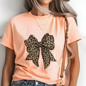 Leopard Bow Direct To Film Print, DTF Print, Ready To Press Print For T-Shirts