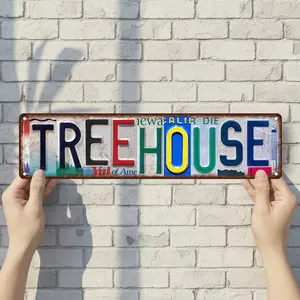 Treehouse - Vintage Style Street Sign - Aluminum Wall Art & Room Decor for Garage Bar Bedroom Farmhouse Home - 16" x 4" Rust Free Metal Poster