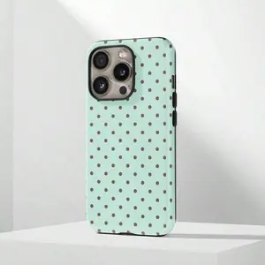 Mint Green Polka Dot Phone Case, Cute Y2K Style. Compatible With IPhone 17, 16, 15, 14, 13, 12, 11 Pro Max Plus Models