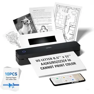 Portable Thermal Printer, MT610 Pro  for Travel, 300 DPI  Inkless Printer Support 8.5" X 11"  Letter Thermal Paper for , Compatible with iOS, Android, Black ()